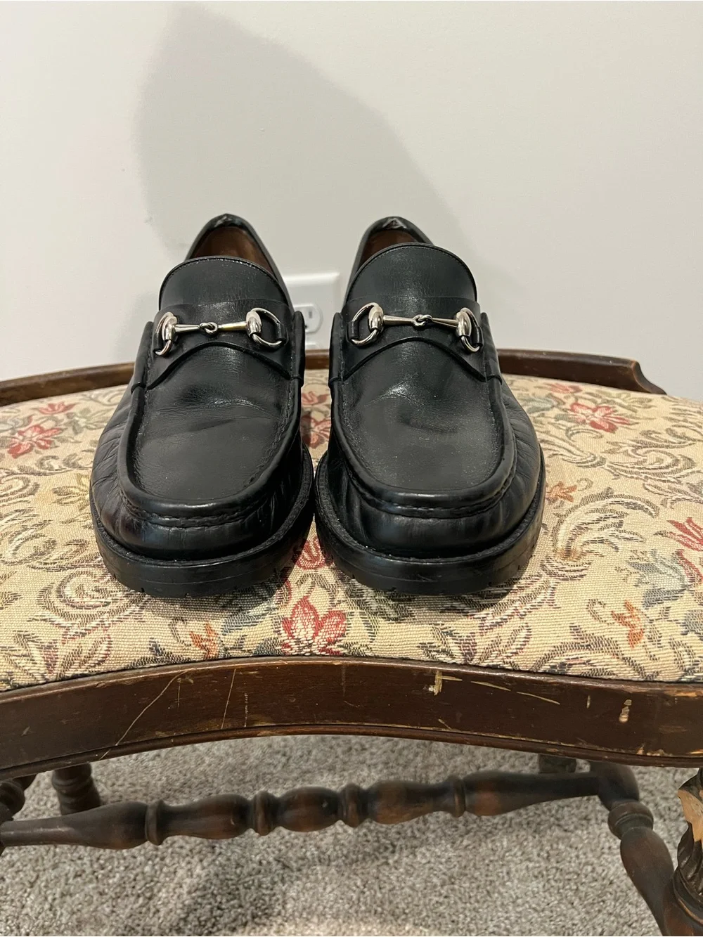 Gucci Black Leather Horsebit Loafers